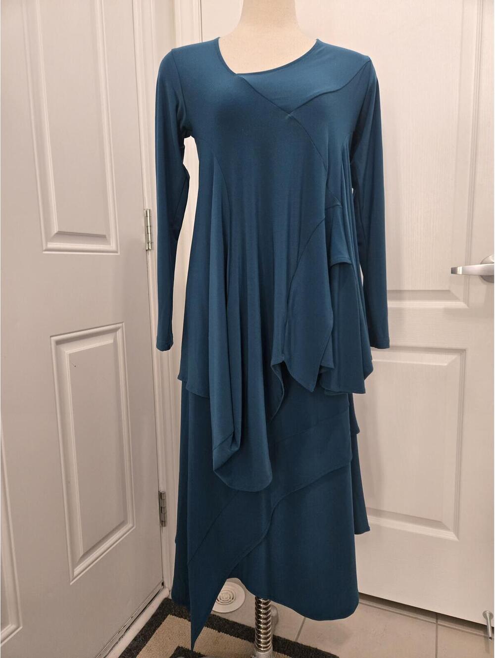 Sympli 2 Piece Tunic Skirt Asymmetric Set Size Medium Jersey Relaxed Comfort